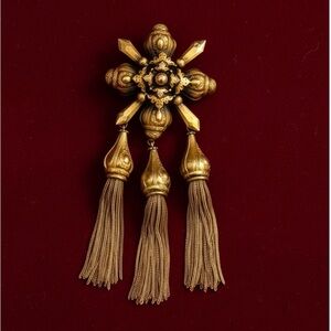 Joseff Of Hollywood Art Deco GIANT Tassel Pendant Pin Brooch. 6" H, 2 3/4" W